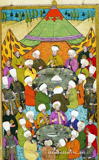 سفره ضیافت عسکری - نظامی در نگارگری عثمانی